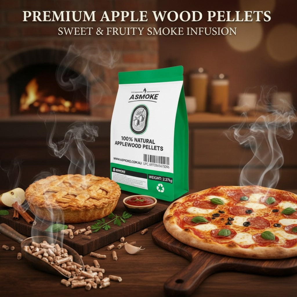 ASMOKE 100% Natural Apple Wood BBQ Smoker Pellets (2.27kg) - Premium Fruit Hardwood for Chicken & Pork - Flavour Fushion Cooking Shop