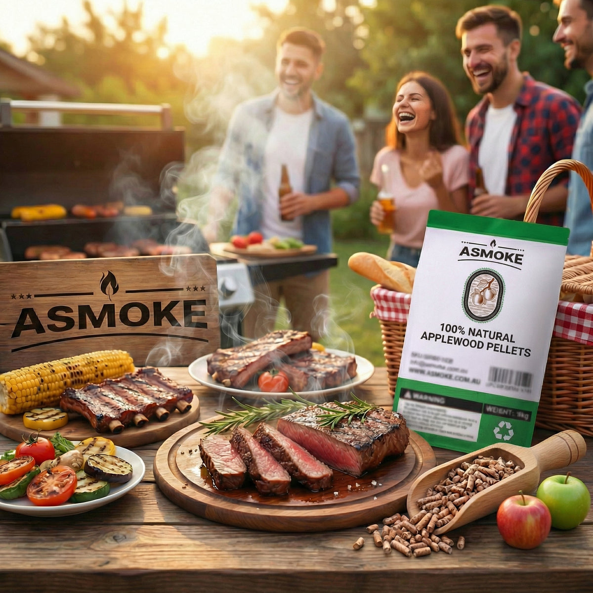 ASMOKE 100% Natural Apple Wood BBQ Smoker Pellets (2.27kg) - Premium Fruit Hardwood for Chicken & Pork - Flavour Fushion Cooking Shop