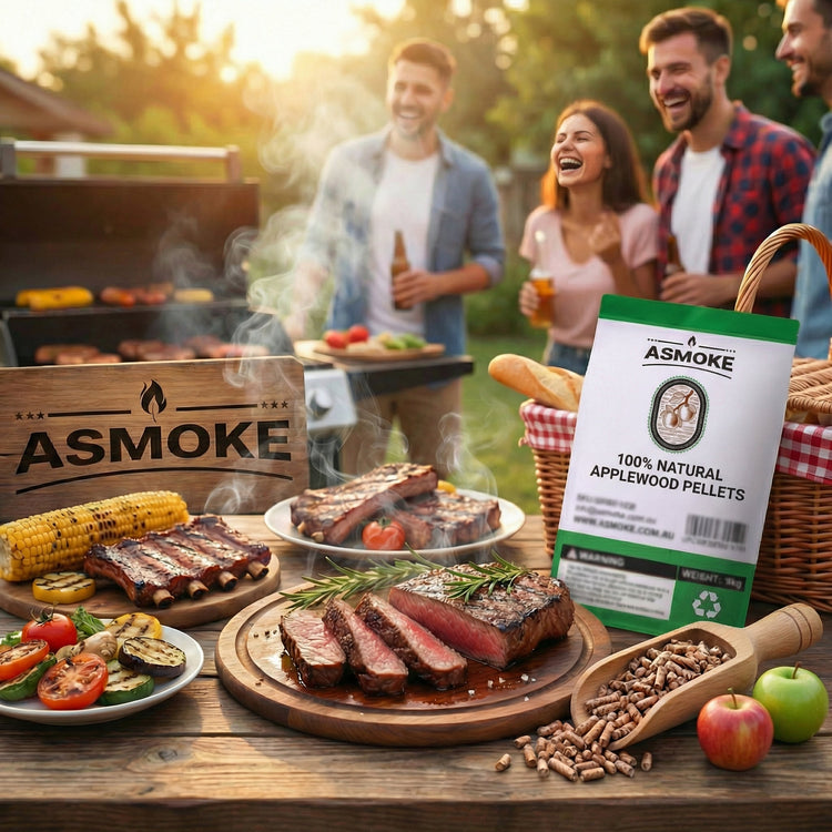 ASMOKE 100% Natural Apple Wood BBQ Smoker Pellets (2.27kg) - Premium Fruit Hardwood for Chicken & Pork - Flavour Fushion Cooking Shop