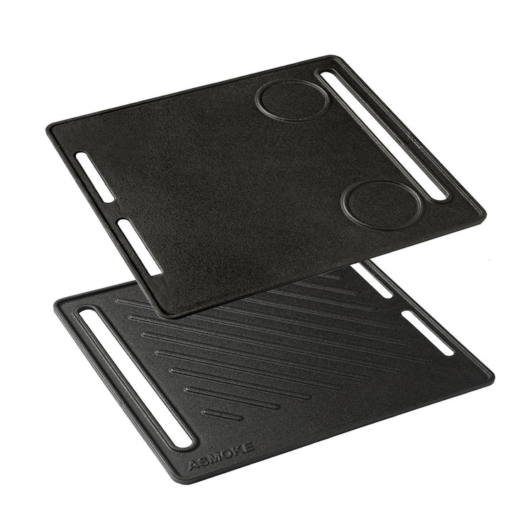 ASMOKE Pre-Seasoned Matte Enamel Cast Iron Reversible Grill/Griddle - Flavour Fushion Cooking Shop