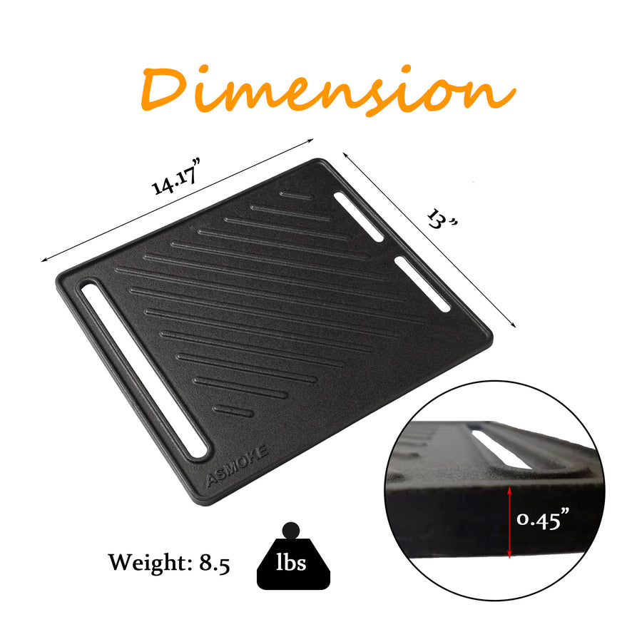 ASMOKE Pre-Seasoned Matte Enamel Cast Iron Reversible Grill/Griddle - Flavour Fushion Cooking Shop