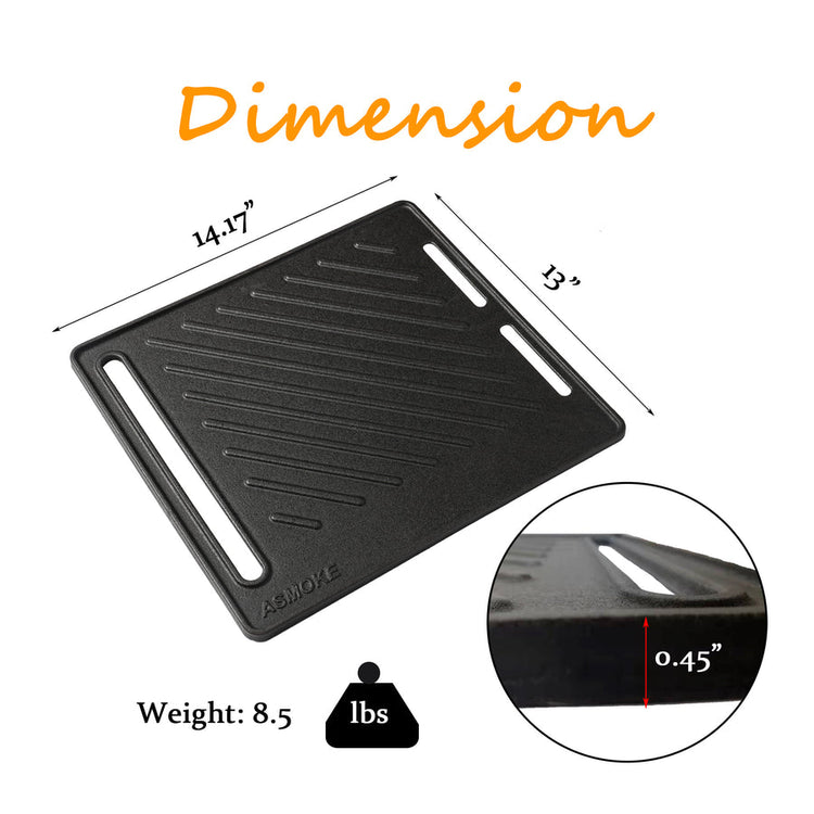 ASMOKE Pre-Seasoned Matte Enamel Cast Iron Reversible Grill/Griddle - Flavour Fushion Cooking Shop