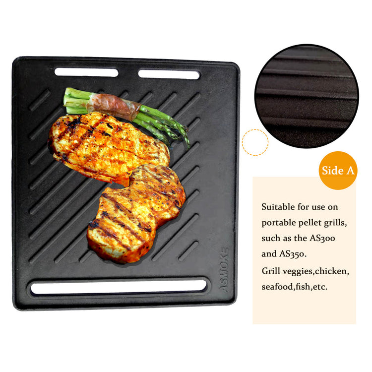 ASMOKE Pre-Seasoned Matte Enamel Cast Iron Reversible Grill/Griddle - Flavour Fushion Cooking Shop