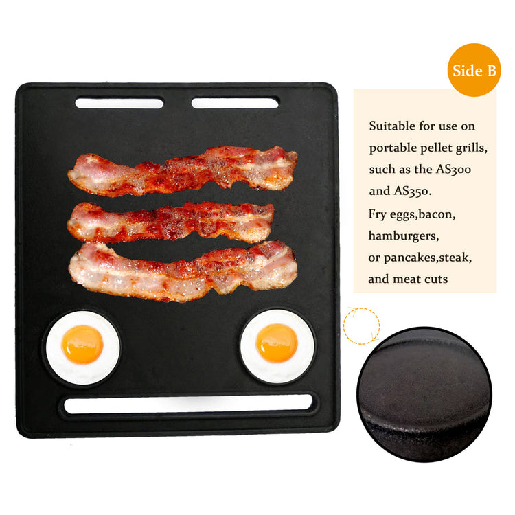 ASMOKE Pre-Seasoned Matte Enamel Cast Iron Reversible Grill/Griddle - Flavour Fushion Cooking Shop