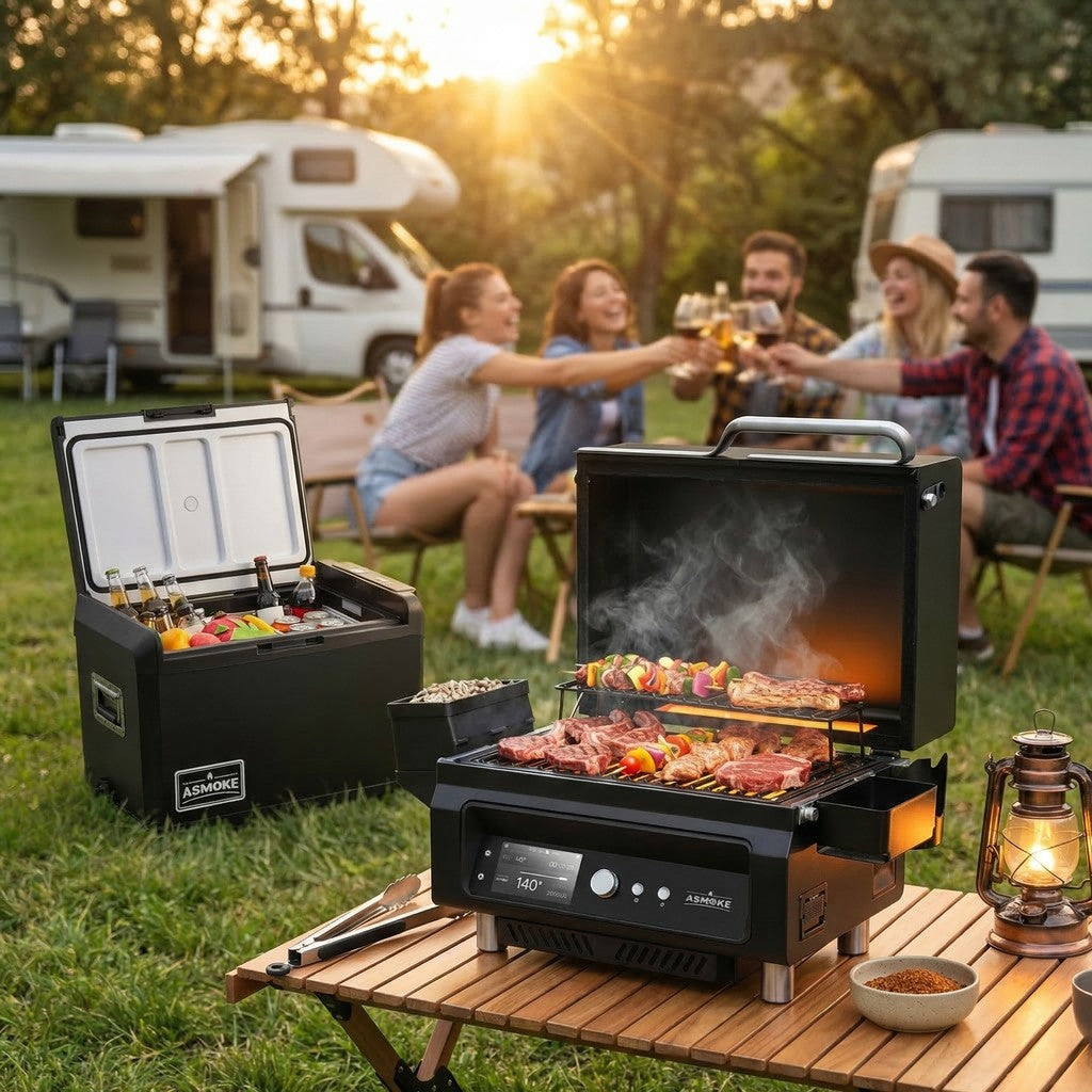 ASMOKE Essential Portable Wood Pellet Grill & Smart Smoker with 47L Premium Mini Fridge Bundle - Flavour Fushion Cooking Shop