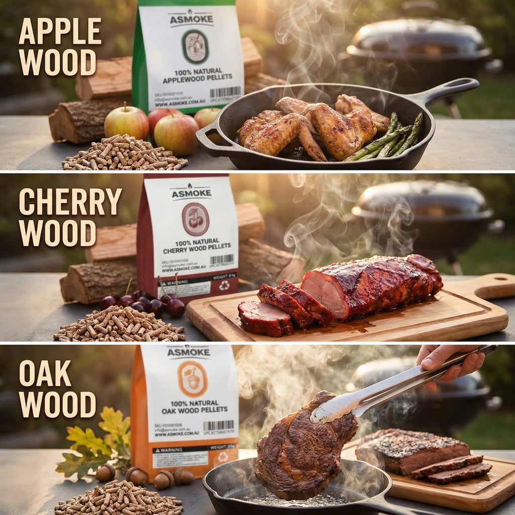 ASMOKE Essential Portable Smart Pellet Grill & Smoker + Assorted Flavors 20LBs (9kg) (Oak/Cherry/Apple) - Flavour Fushion Cooking Shop
