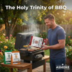 ASMOKE Essential Portable Smart Pellet Grill & Smoker + Assorted Flavors 20LBs (9kg) (Oak/Cherry/Apple)