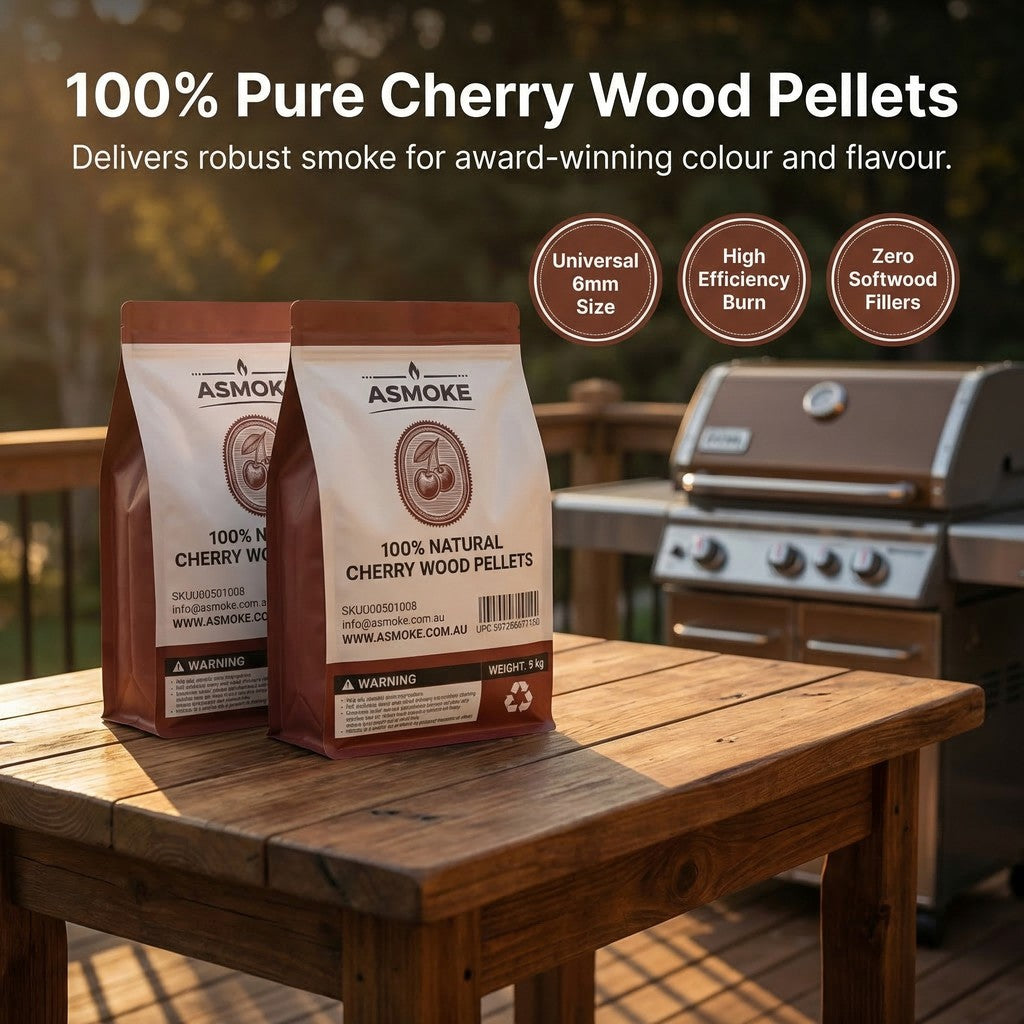 ASMOKE 100% Natural Cherry Wood BBQ Smoker Pellets (9kg / 20lbs) x2 - Flavour Fushion Cooking Shop