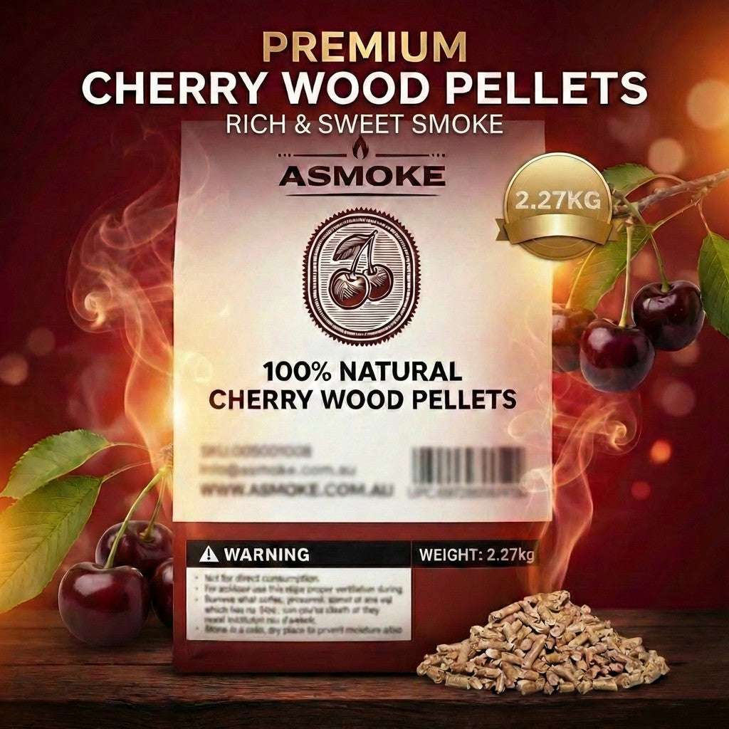 ASMOKE 100% Natural Cherry Wood BBQ Pellets (2.27kg) - Premium Fruit Hardwood for Smoker Grills & Cold Smoking - Flavour Fushion Cooking Shop