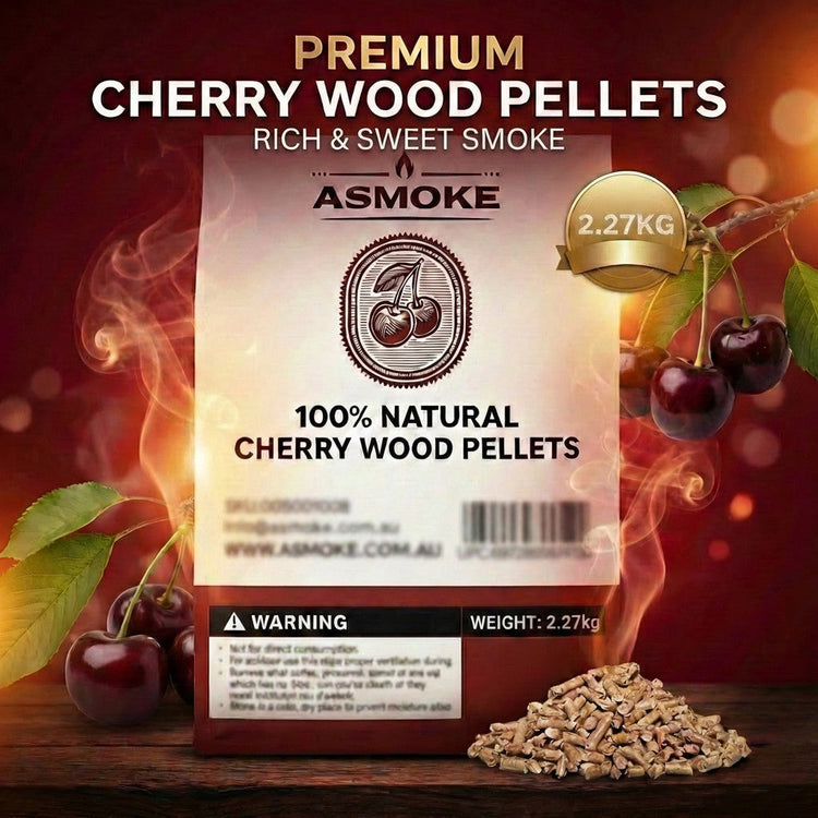 ASMOKE 19kg (40lbs) Premium Cherry Wood BBQ Smoker Pellets Bulk Bundle (8 x 2.27kg Bags) - Flavour Fushion Cooking Shop