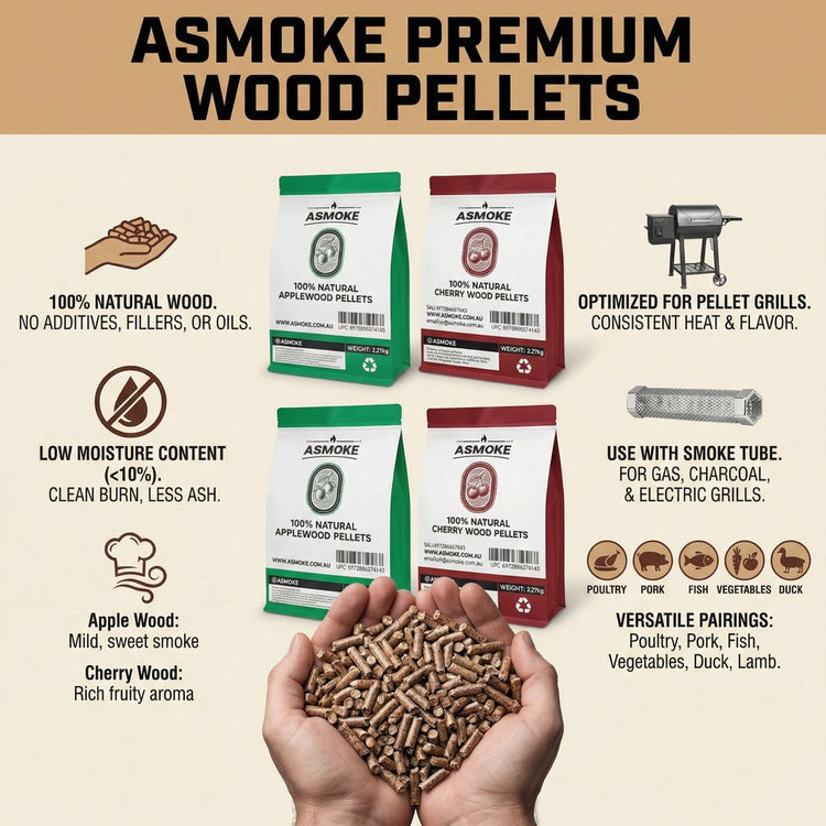 ASMOKE 20lbs (9kg) Wood Pellet Sampler Best for Pork, Ribs & Poultry - Flavour Fushion Cooking Shop