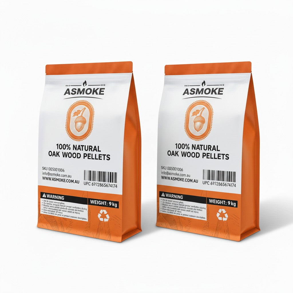 ASMOKE 100% Natural Premium Oak Wood BBQ Pellets for Smoker & Grill (9kg / 20lbs) x2 - Flavour Fushion Cooking Shop