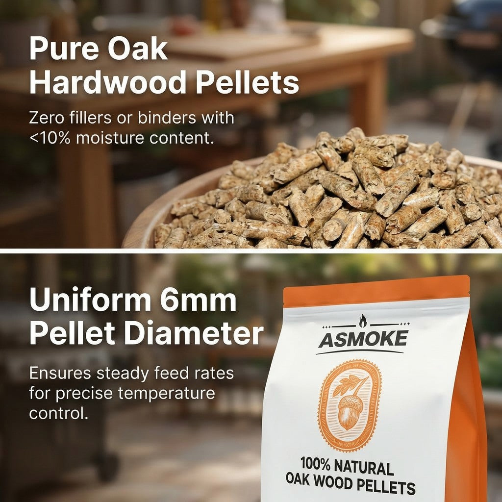 ASMOKE 100% Natural Premium Oak Wood BBQ Pellets for Smoker & Grill (9kg / 20lbs) x2 - Flavour Fushion Cooking Shop