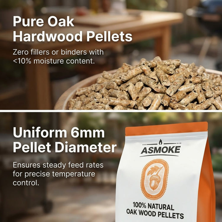 ASMOKE 100% Natural Premium Oak Wood BBQ Pellets for Smoker & Grill (9kg / 20lbs) x2 - Flavour Fushion Cooking Shop