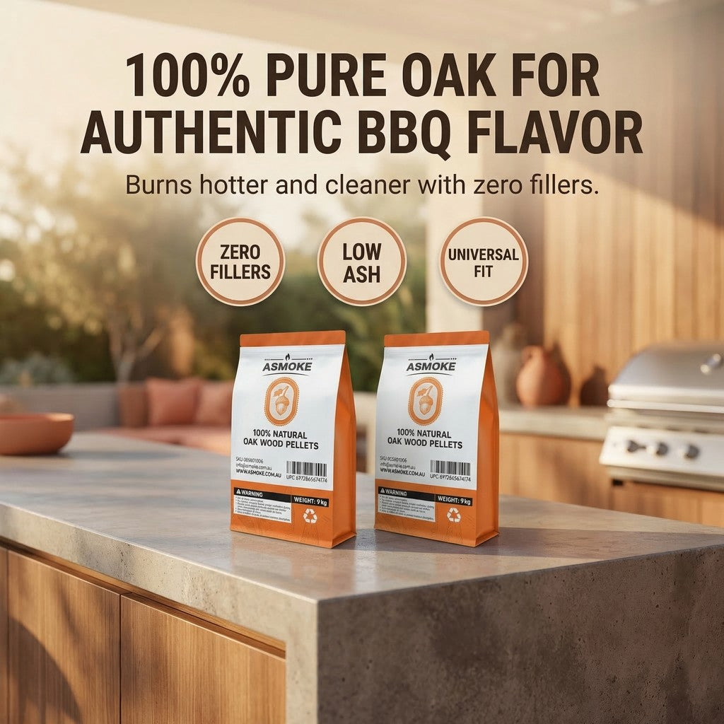 ASMOKE 100% Natural Premium Oak Wood BBQ Pellets for Smoker & Grill (9kg / 20lbs) x2 - Flavour Fushion Cooking Shop