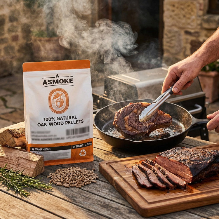 ASMOKE 100% Natural Oak Wood BBQ Pellets (2.27kg) - High Heat Hardwood for Brisket & Pizza Ovens - Flavour Fushion Cooking Shop