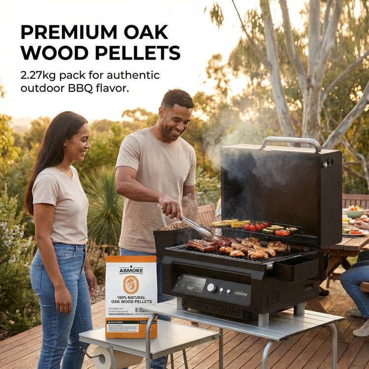 ASMOKE 100% Natural Oak Wood BBQ Pellets (2.27kg) - High Heat Hardwood for Brisket & Pizza Ovens - Flavour Fushion Cooking Shop