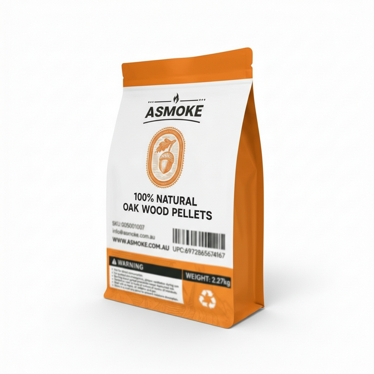 ASMOKE 100% Natural Oak Wood BBQ Pellets (2.27kg) - High Heat Hardwood for Brisket & Pizza Ovens - Flavour Fushion Cooking Shop