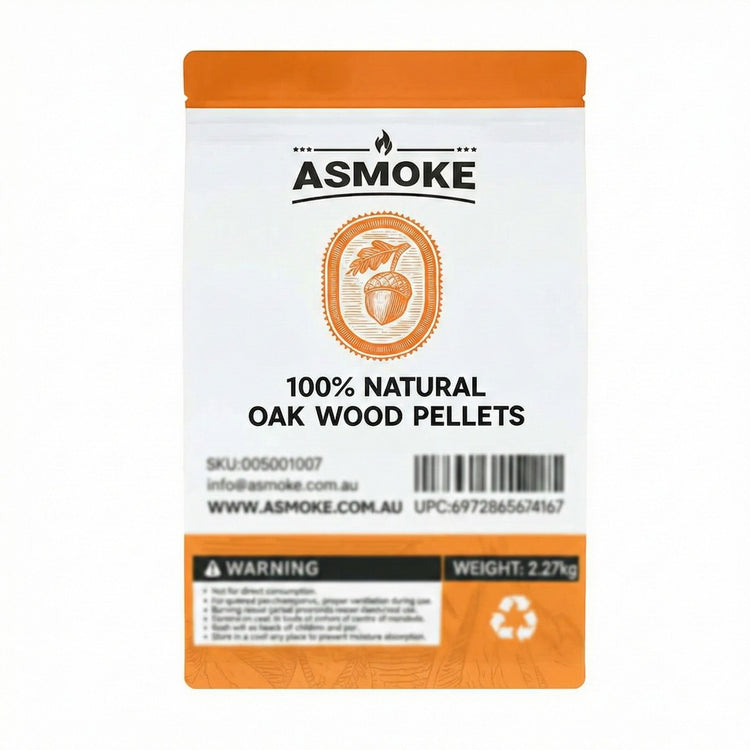 ASMOKE 19kg (40lbs) Premium Oak Wood BBQ Smoker Pellets Bulk Bundle (8 x 2.27kg Bags) - Flavour Fushion Cooking Shop