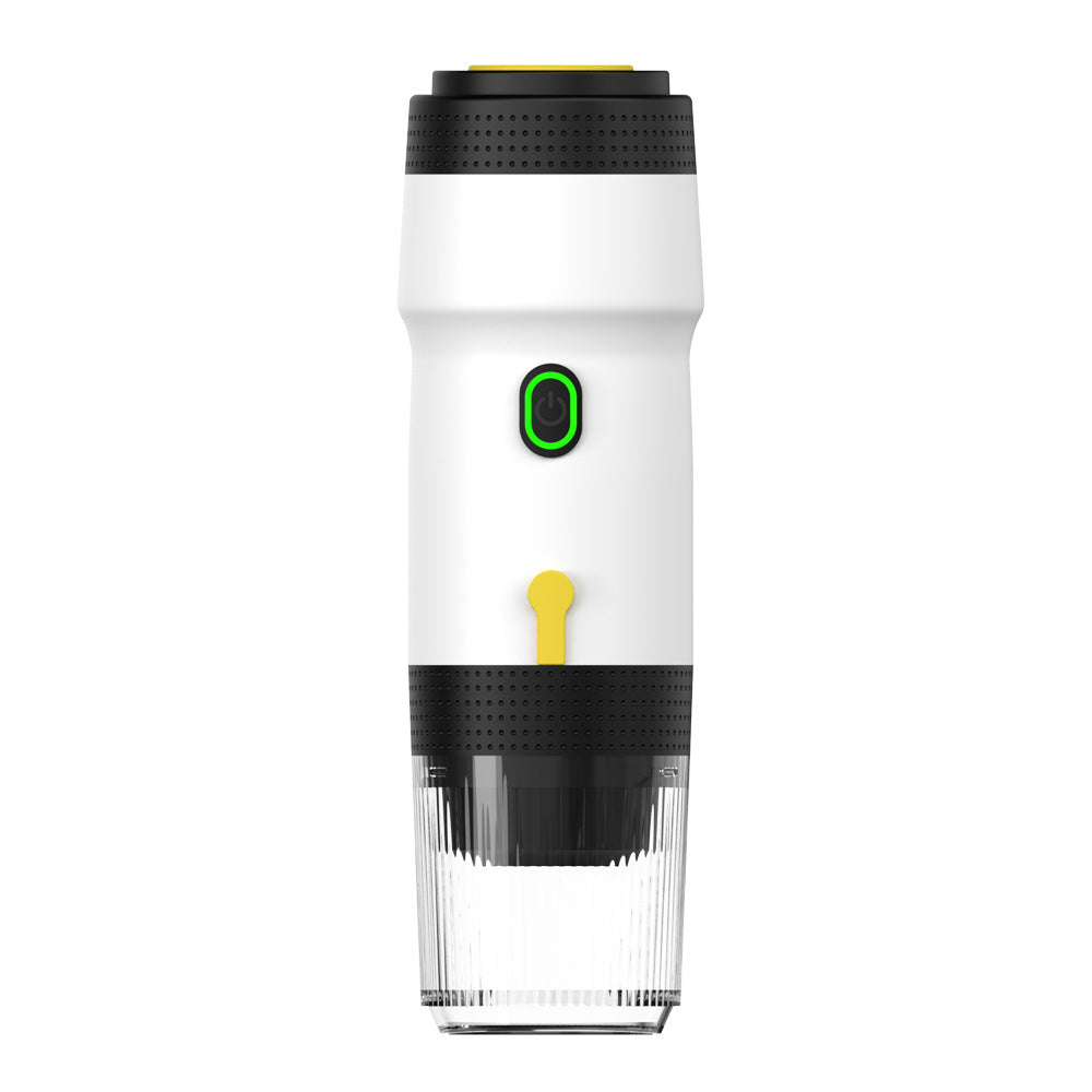 White 3-in-1 Portable Electric Espresso Maker - Rechargeable Travel Coffee Machine for Capsules & Ground Coffee