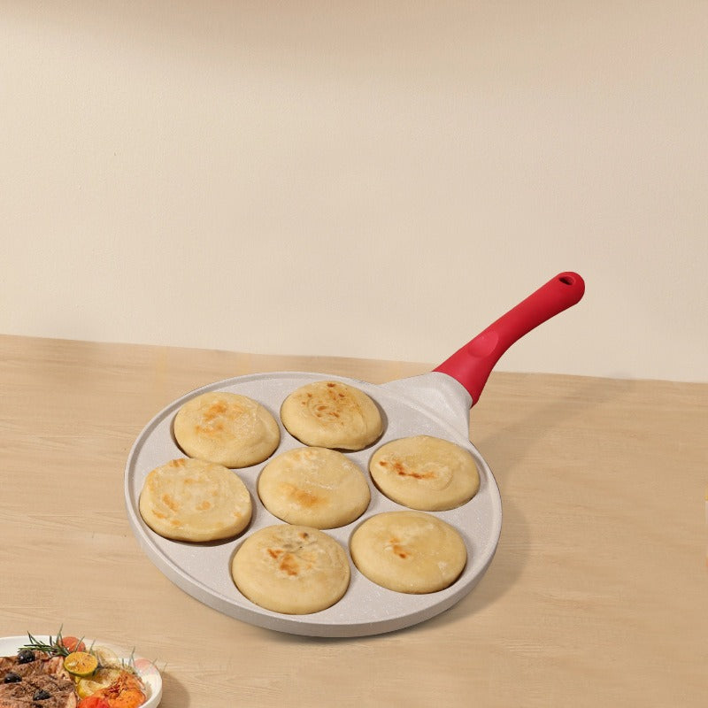 Black Cartoon + Black Handle (Gas Model) Non-Stick Pancake Pan - 7-Hole Fun Shapes Breakfast Griddle (27cm) - Flavour Fushion Cooking Shop