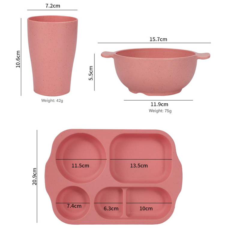 Green Durable Eco-Friendly Wheat Straw Dinnerware Set - 24 Pieces with Plates, Bowls, Cups & Cutlery