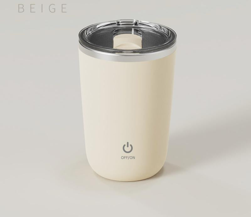 Mini Portable Electric Self-Stirring Mug - USB-C Rechargeable, 4-Hour Use, Stainless Steel (Beige) - Flavour Fushion Cooking Shop