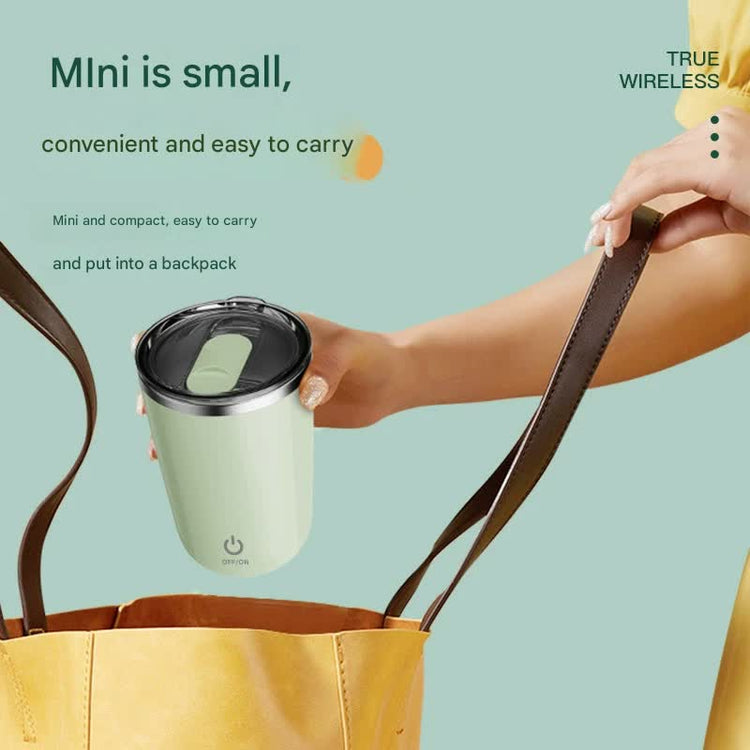 Mini Portable Electric Self-Stirring Mug - USB-C Rechargeable, 4-Hour Use, Stainless Steel (Beige) - Flavour Fushion Cooking Shop