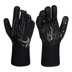 Black a Pair Of Extreme Heat Resistant BBQ Gloves Silicone Grip for Grilling & Oven Use