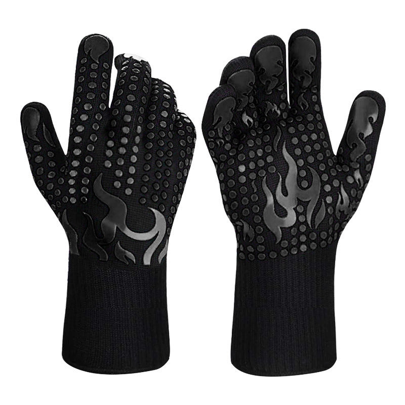Black a Pair Of Extreme Heat Resistant BBQ Gloves Silicone Grip for Grilling & Oven Use - Flavour Fushion Cooking Shop