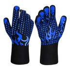 Blue a Pair Of Extreme Heat Resistant BBQ Gloves (500°C) - Aramid Fiber