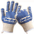 Blue and White Extreme Heat Resistant BBQ Gloves - Cut-Resistant Oven Mitts with Non-Slip Silicone Grip - Flavour Fushion Cooking Shop