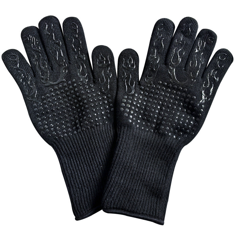 Black Flame Pattern Extreme Heat Resistant BBQ Gloves - 500°C - Flavour Fushion Cooking Shop