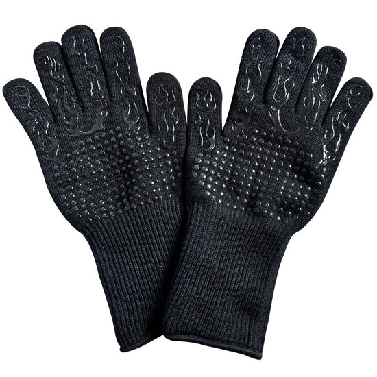 Black Flame Pattern Extreme Heat Resistant BBQ Gloves - 500°C - Flavour Fushion Cooking Shop