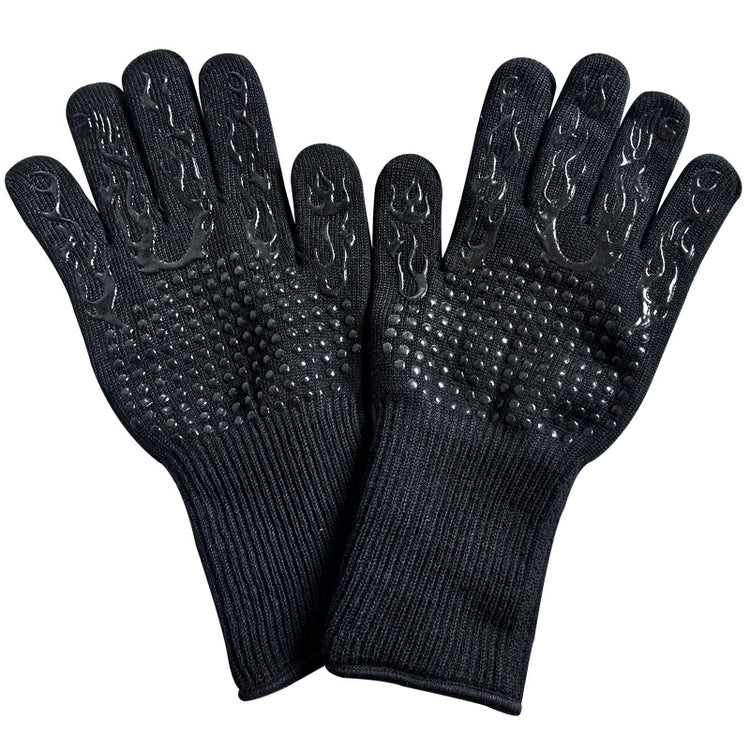 Black Flame Pattern Extreme Heat Resistant BBQ Gloves - 500°C - Flavour Fushion Cooking Shop