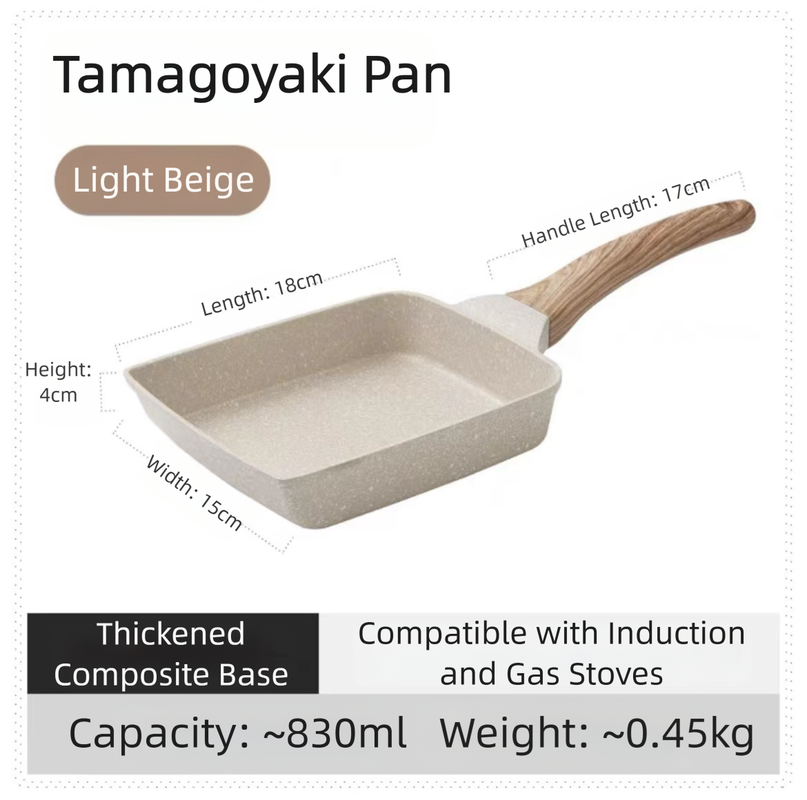 White Rectangular Non-Stick Frying Pan 19×14×4cm - Open, Induction & Gas Compatible - Flavour Fushion Cooking Shop