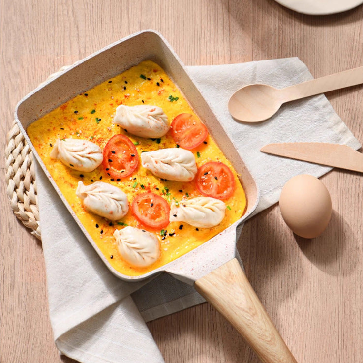 White Rectangular Non-Stick Frying Pan 19×14×4cm - Open, Induction & Gas Compatible - Flavour Fushion Cooking Shop