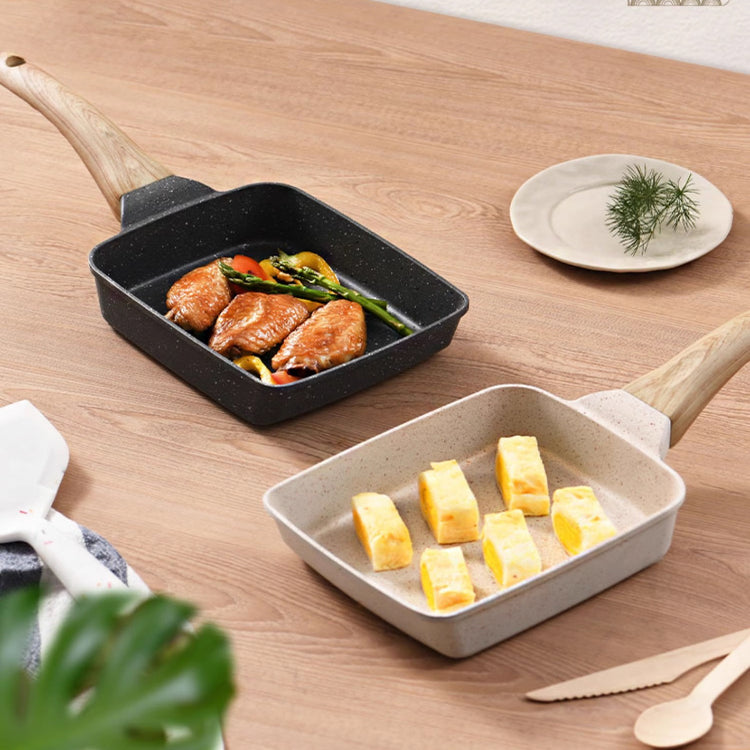 White Rectangular Non-Stick Frying Pan 19×14×4cm - Open, Induction & Gas Compatible - Flavour Fushion Cooking Shop