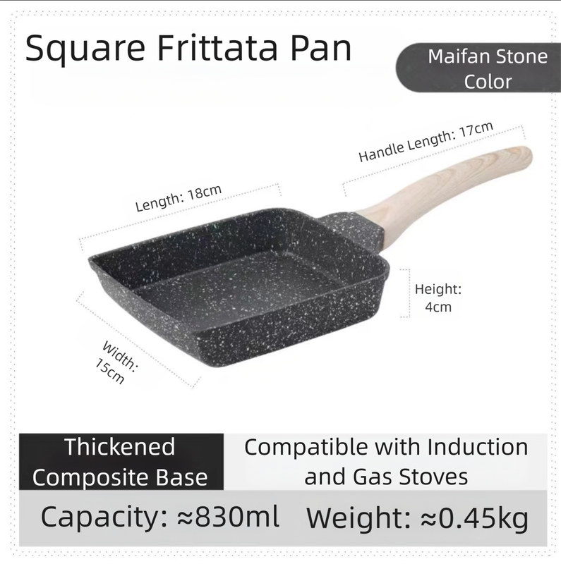 Black Rectangular Non-Stick Frying Pan 19×14×4cm - Open, Induction & Gas Compatible - Flavour Fushion Cooking Shop