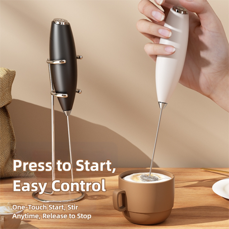Black Battery-Powered Frother and Whisk with Stand - Flavour Fushion Cooking Shop