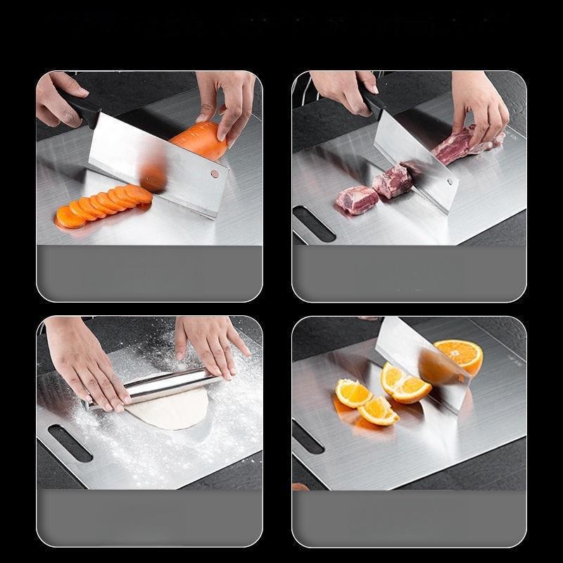 Dual-Sided Stainless Steel Chopping Board - Hygienic & Durable Kitchen Cutting Board for Meat, Veggies & More(20*30cm) - Flavour Fushion Cooking Shop