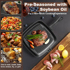 Three-piece set Heavy Duty Cast Iron Skillet & Grill Pan