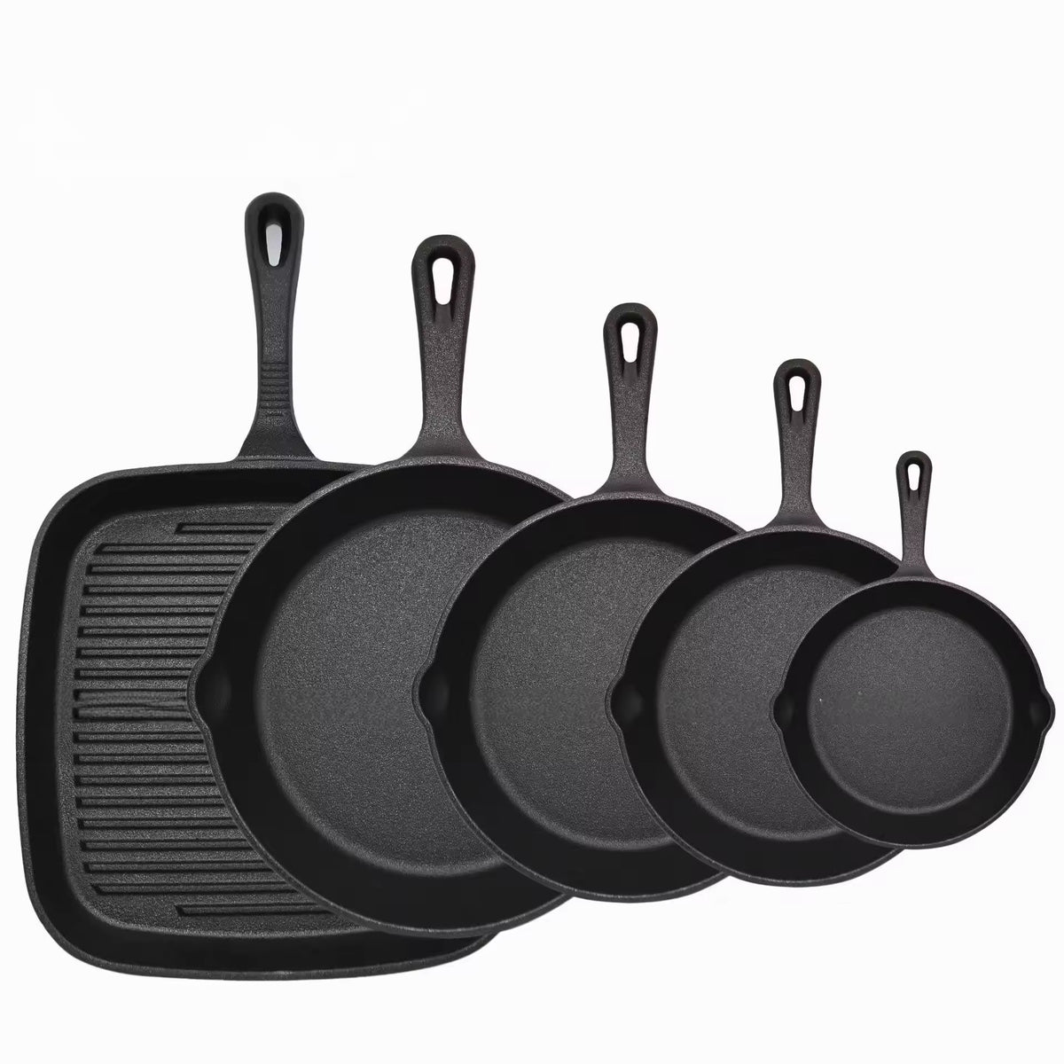 Three-piece set Heavy Duty Cast Iron Skillet & Grill Pan - Flavour Fushion Cooking Shop