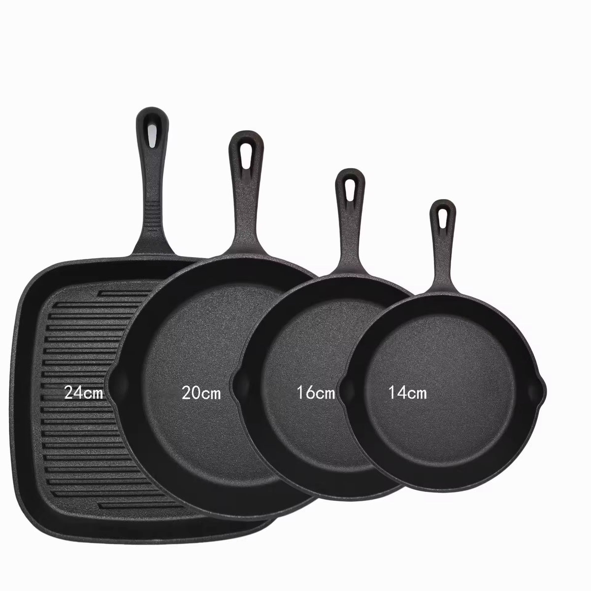 Four-piece set Heavy Duty Cast Iron Skillet & Grill Pan - Flavour Fushion Cooking Shop