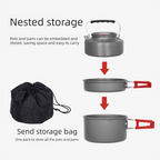 Portable Camping Cookware Set for 3-5 People Aluminum Kettle Pot Frying Pan