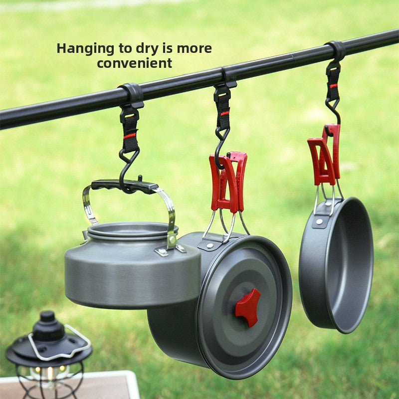 Portable Camping Cookware Set for 3-5 People Aluminum Kettle Pot Frying Pan - Flavour Fushion Cooking Shop