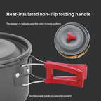 Portable Camping Cookware Set for 3-5 People Aluminum Kettle Pot Frying Pan