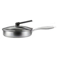 Stainless Steel Non-Stick Frying Pan 28CM Honeycomb Wok Skillet with Lid Induction Compatible Cookware Silver