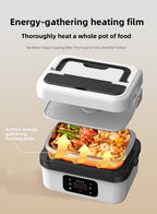 1L Black-Blue Cordless Waterless Heated Lunch Box - Portable 304 Stainless Steel Bento