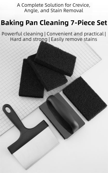 Stainless Steel BBQ Griddle and Grill Cleaning Tool Set - Scraper, 4  Cleaning Pad with TPR Handle Kit for Deep Cleaning - Flavour Fushion Cooking Shop
